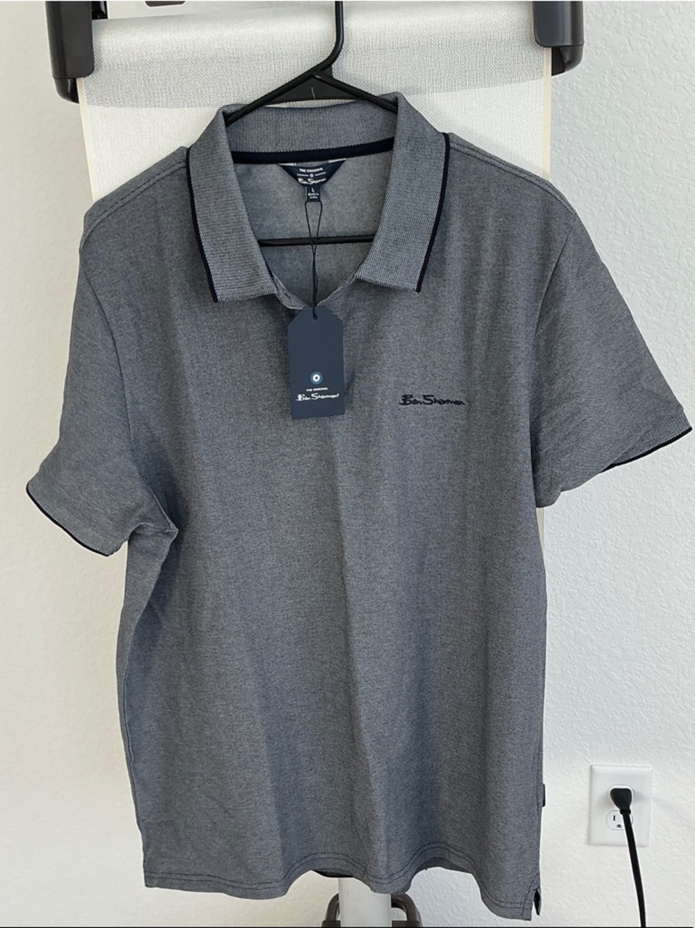 Ben Sherman Grey Polo with Black Contrast Tipping